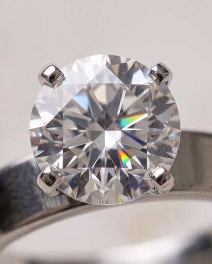 Silver Round Gemstone Crown Band Solitaire Ring