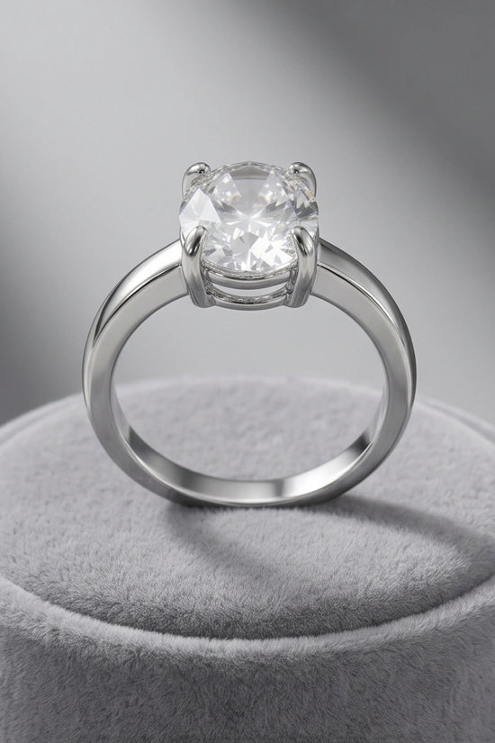 Sterling Silver Oval-Cut Moissanite Solitaire Ring