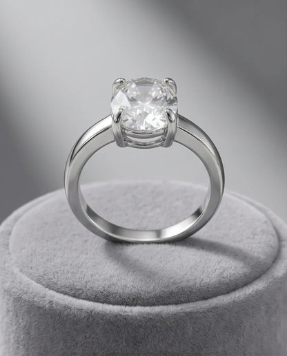 Sterling Silver Oval-Cut Moissanite Solitaire Ring
