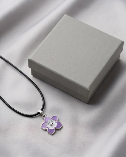 Delicate Lavender and White Layered Floral Enamel Pendant Necklace