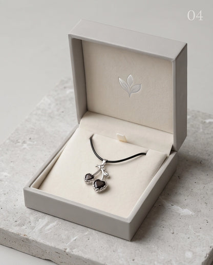 Dark Crystal Double Cherry Cord Necklace