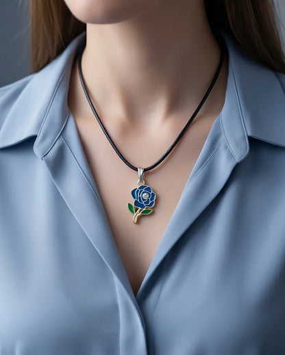Royal Blue Enchanted Rose Pendant