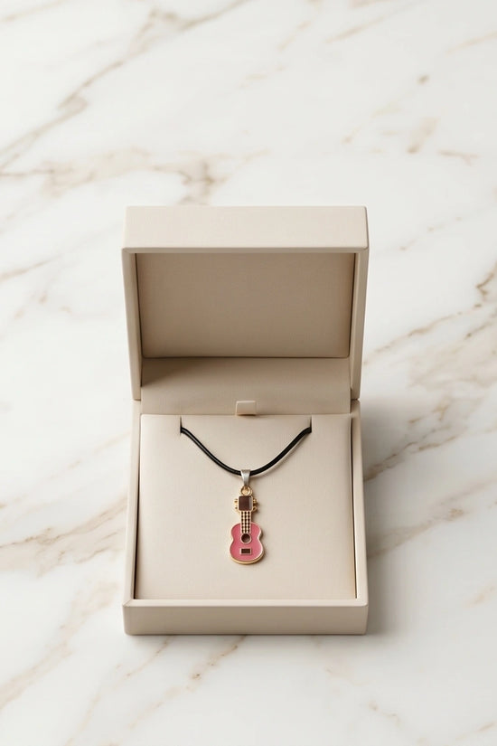 Gold and Pink Acoustic Guitar Necklace