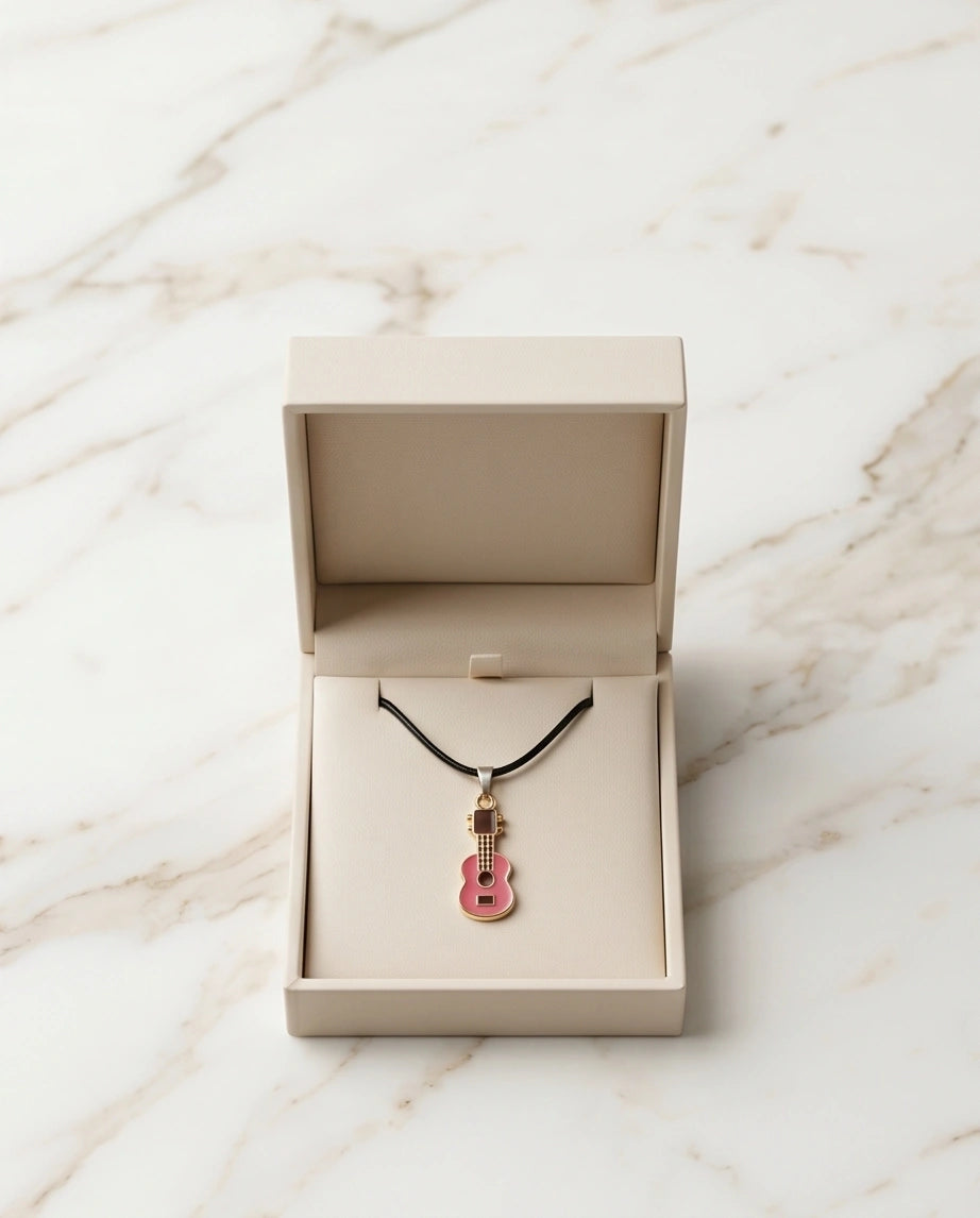 Gold and Pink Acoustic Guitar Necklace