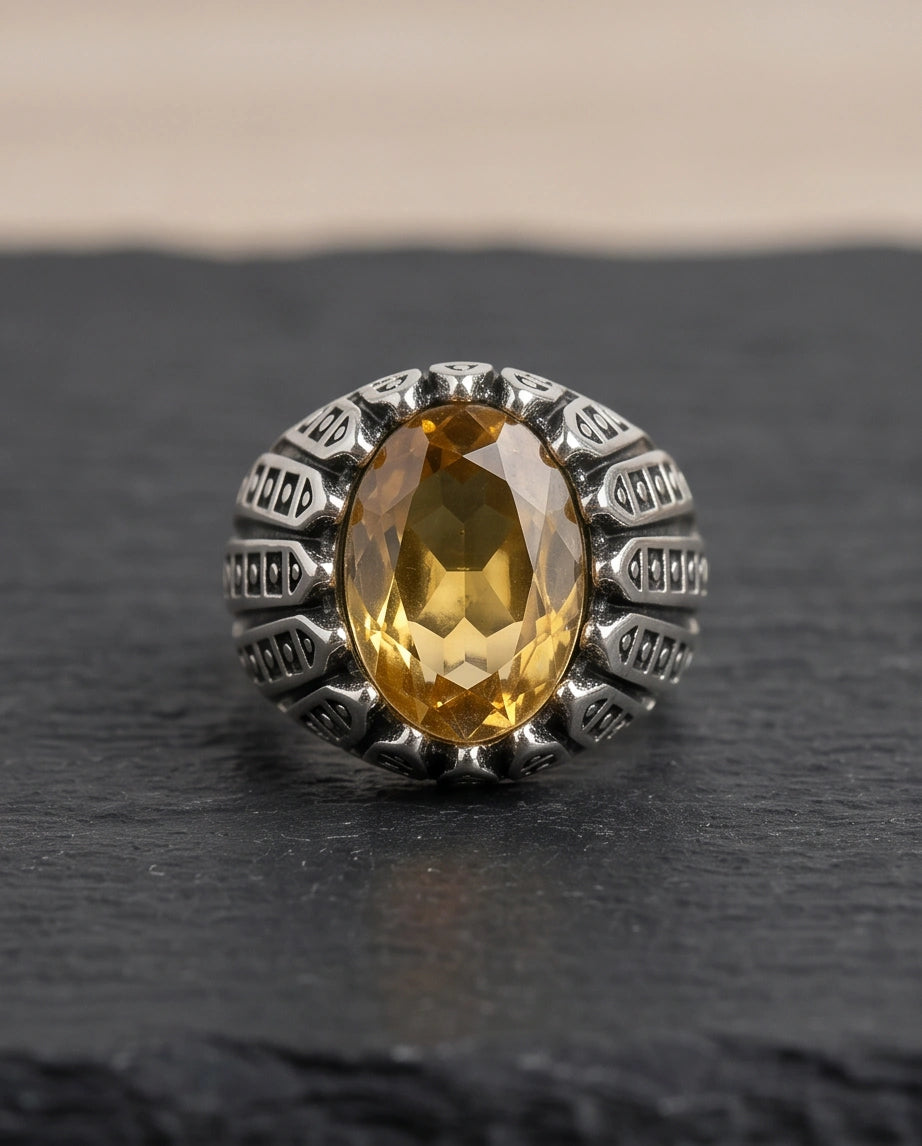 Imperial Citrine Citadel Silver Ring