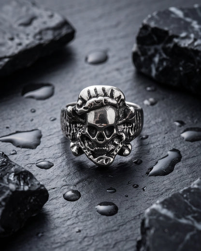 Crossbones Skull & Serpent Sculpted Ring
