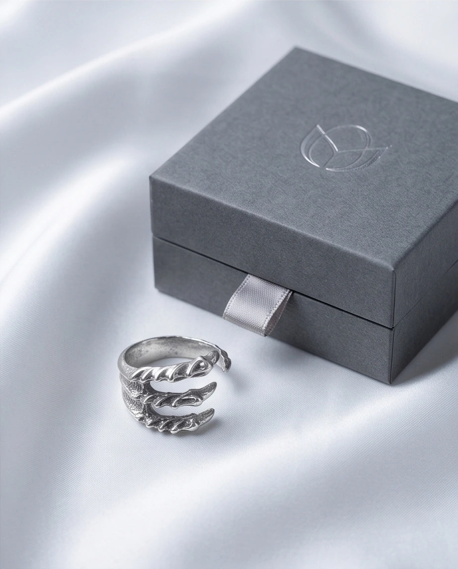 Gothic Dragon Claw Open Band Ring