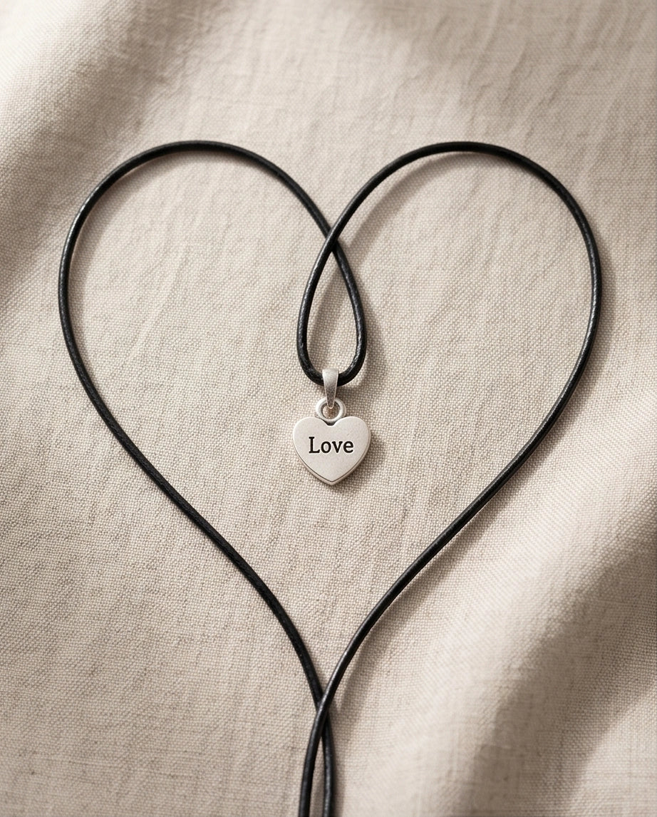 Silver Engraved Love Heart Necklace