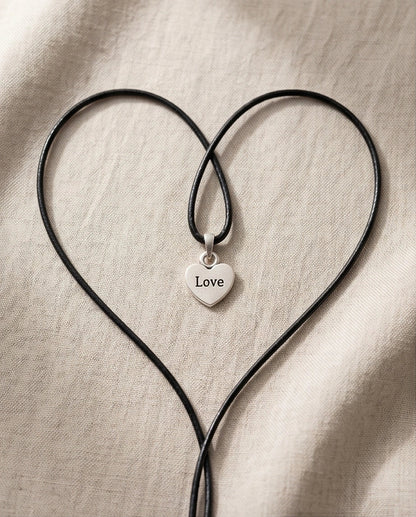 Silver Engraved Love Heart Necklace