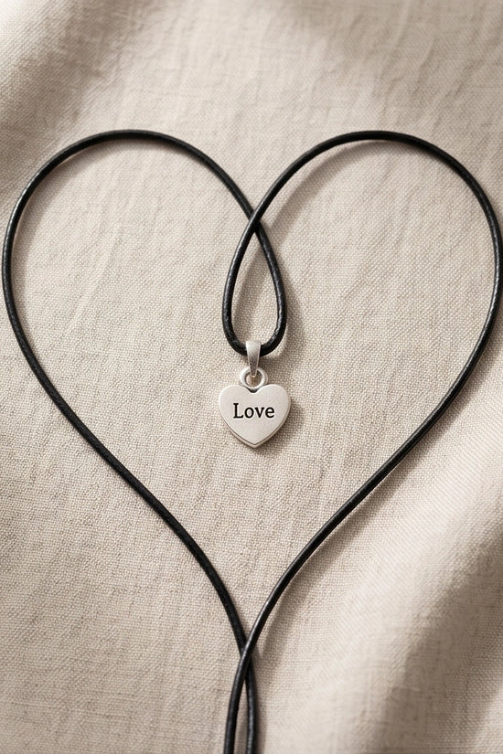 Silver Engraved Love Heart Necklace