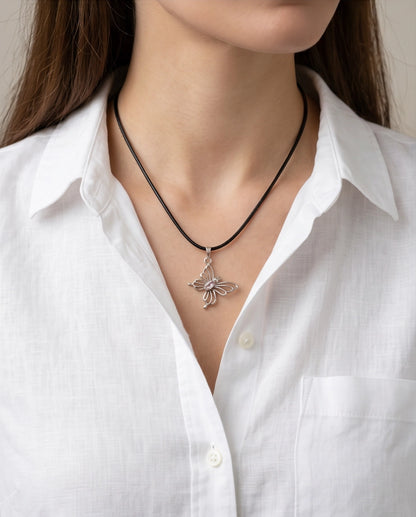 Openwork Butterfly Gemstone Cord Necklace