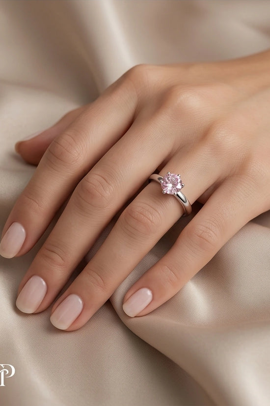 Sterling Silver Classic Round-Cut Pink Sapphire Solitaire Ring