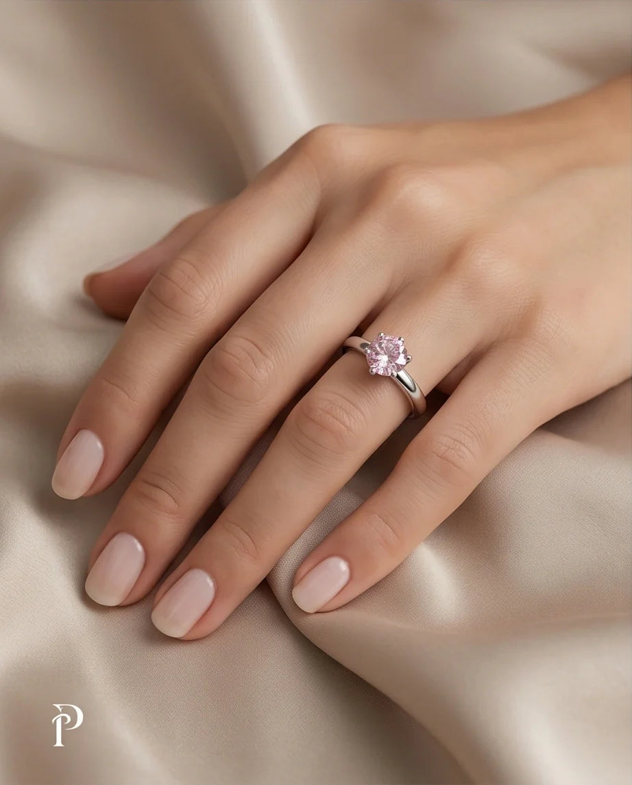 Sterling Silver Classic Round-Cut Pink Sapphire Solitaire Ring