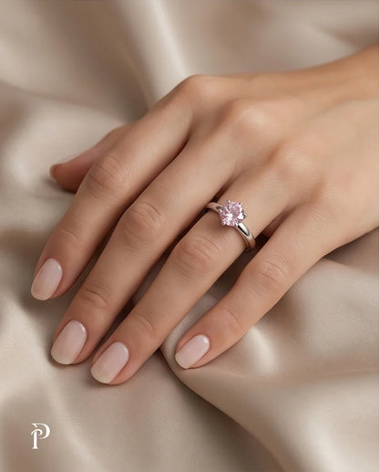 Sterling Silver Classic Round-Cut Pink Sapphire Solitaire Ring