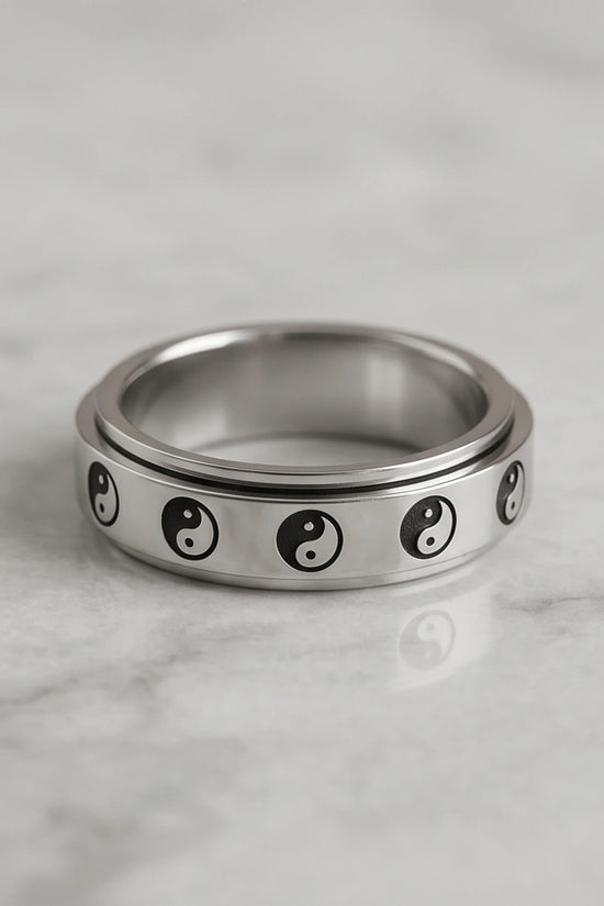 Silver Yin Yang Balance Spinner Ring