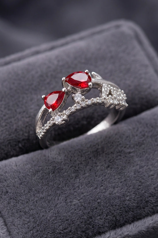 Crimson Dual Pear Vine Ring