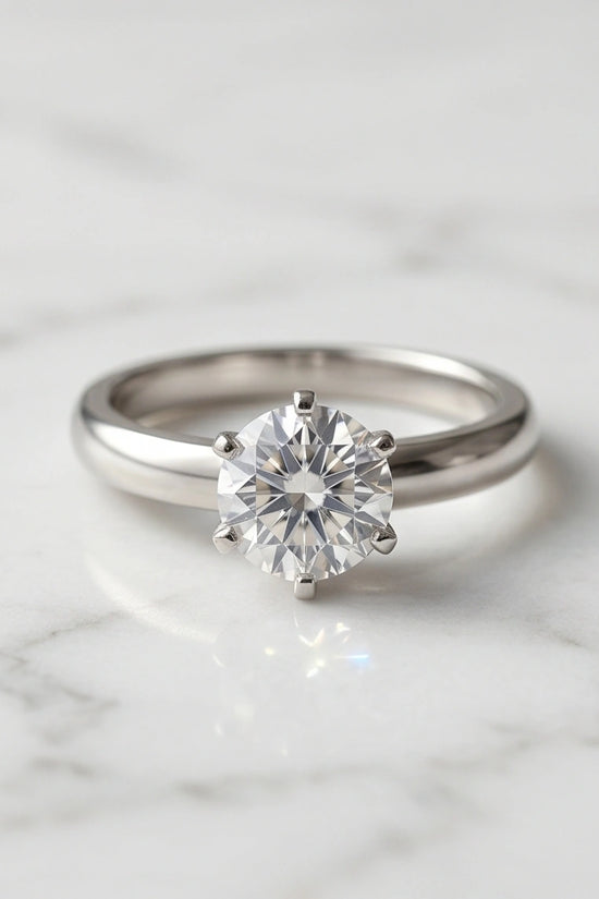 Sterling Silver Round-Cut Moissanite Solitaire Ring