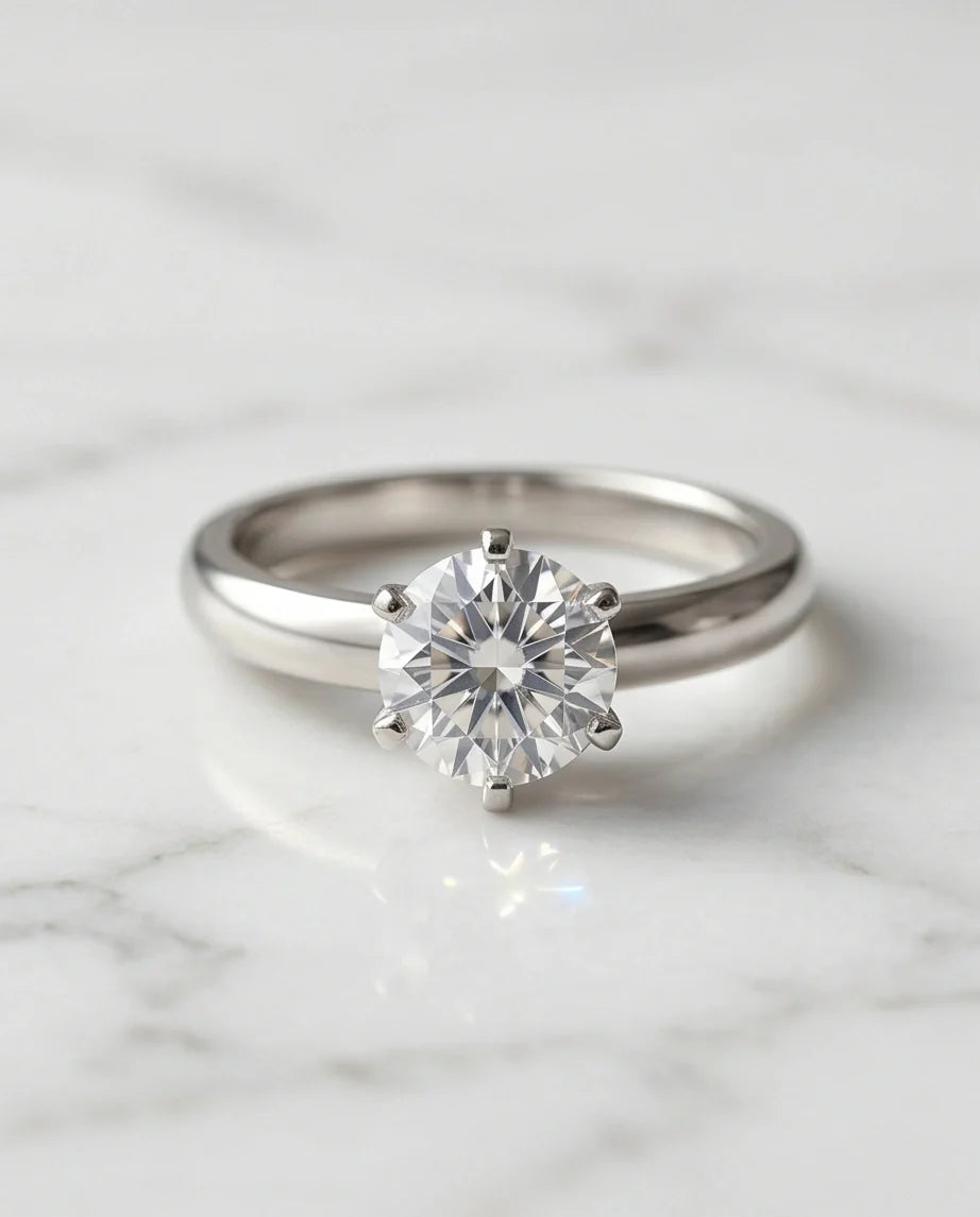 Sterling Silver Round-Cut Moissanite Solitaire Ring