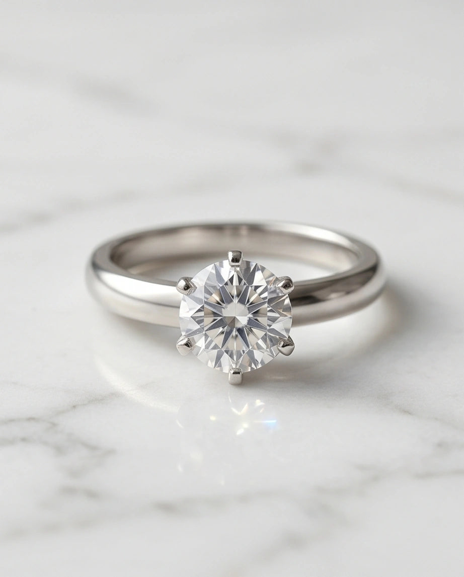 Sterling Silver Round-Cut Moissanite Solitaire Ring