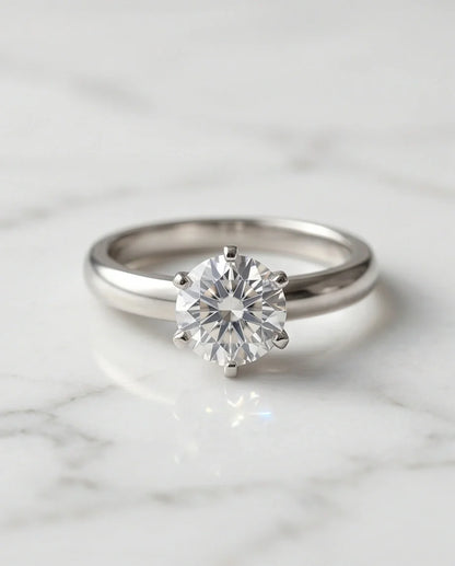 Sterling Silver Round-Cut Moissanite Solitaire Ring