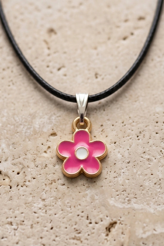 Gold and Pink Blossom Pendant Necklace