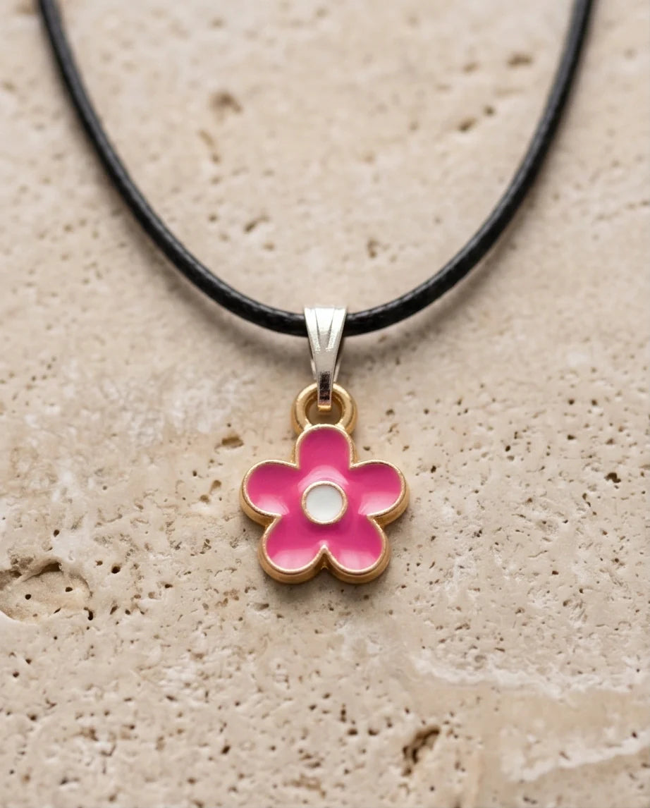 Gold and Pink Blossom Pendant Necklace