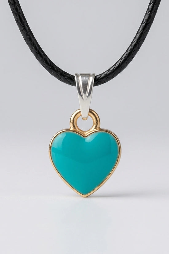Gold and Turquoise Minimalist Heart Necklace