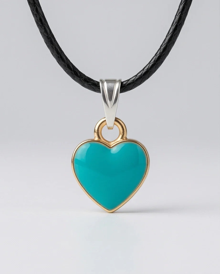Gold and Turquoise Minimalist Heart Necklace