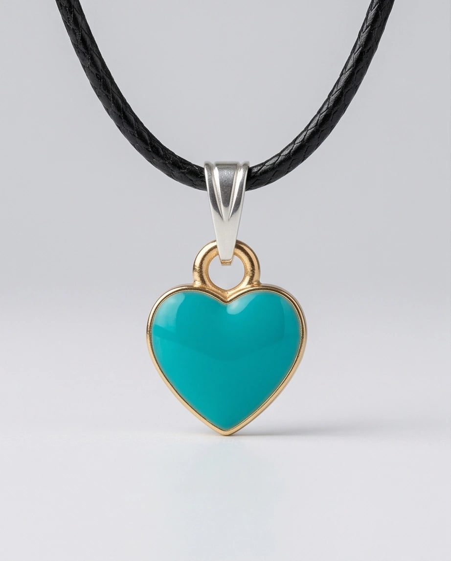 Gold and Turquoise Minimalist Heart Necklace