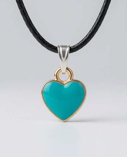 Gold and Turquoise Minimalist Heart Necklace