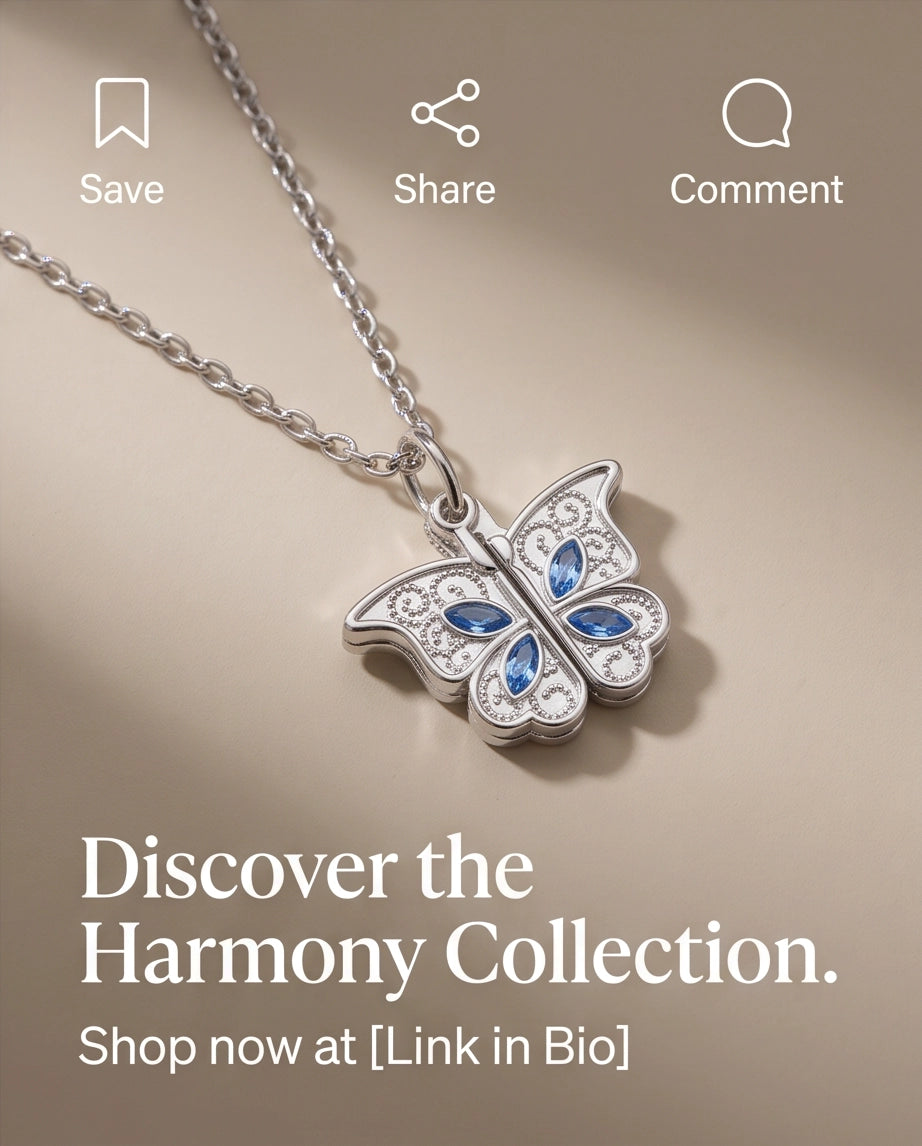Silver Butterfly Secret Heart Pendant Necklace