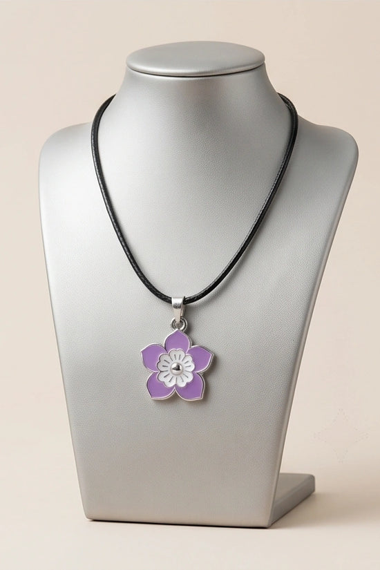 Delicate Lavender and White Layered Floral Enamel Pendant Necklace
