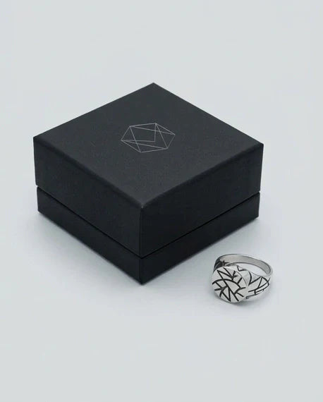 Sterling Silver Abstract Geometric Signet Ring
