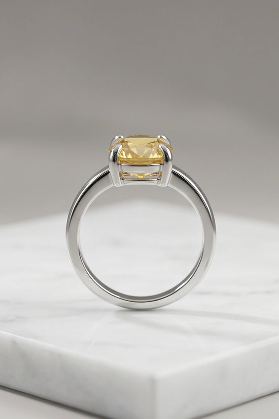 Sterling Silver Oval Yellow Citrine Solitaire Ring