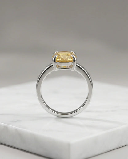 Sterling Silver Oval Yellow Citrine Solitaire Ring