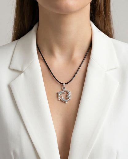 Silver Dolphin Circle Necklace