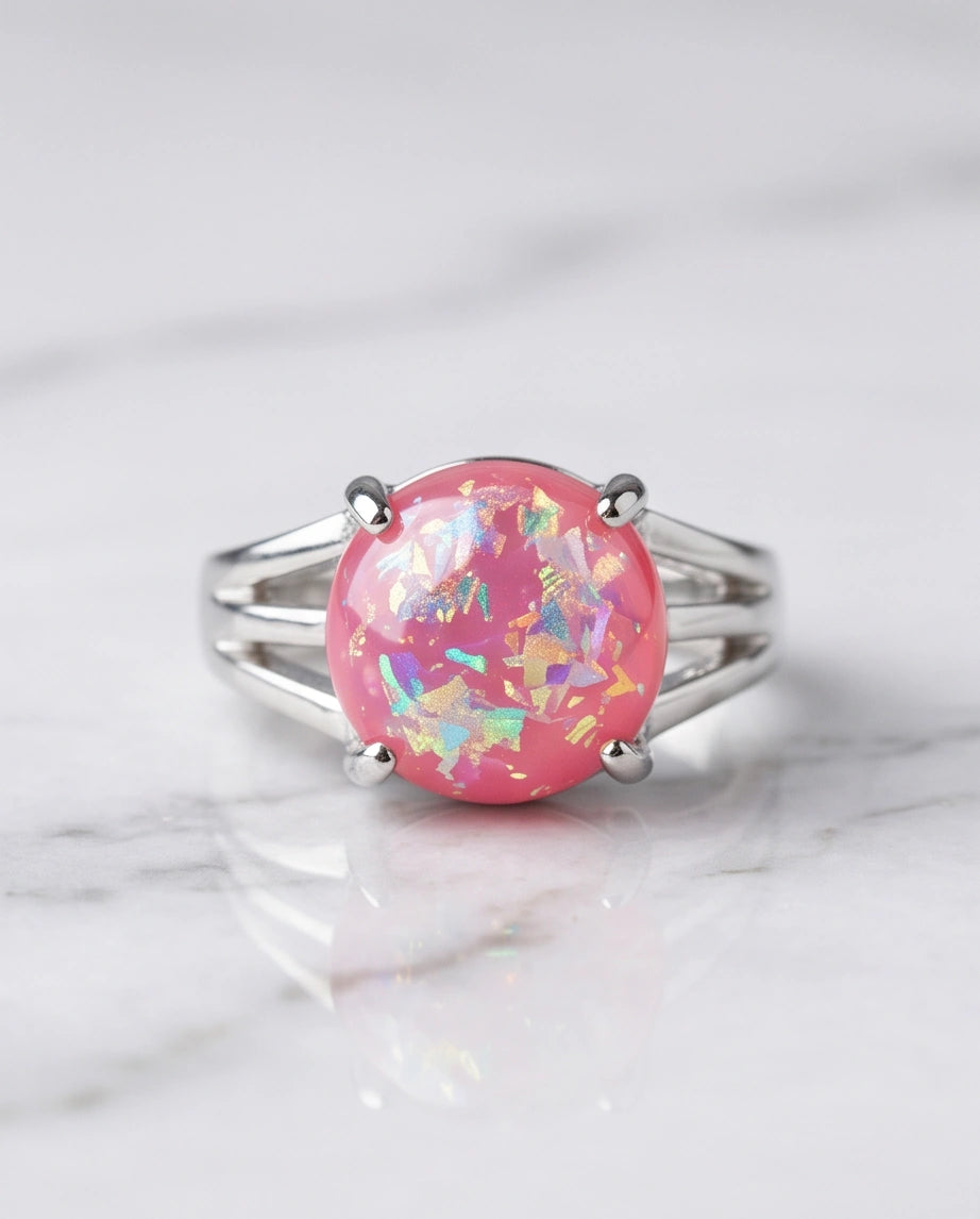 Blushing Nebula Pink Opal Ring