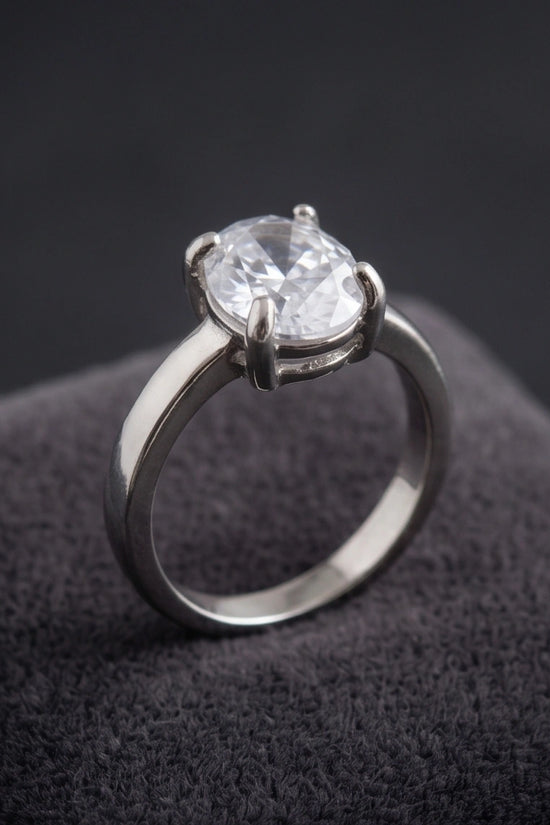 Sterling Silver Oval-Cut Moissanite Solitaire Ring