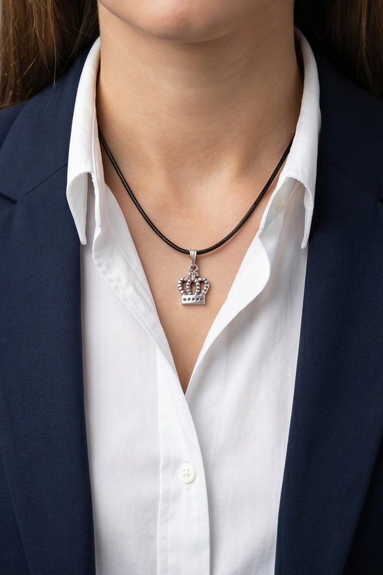 Silver Crown Pendant Necklace
