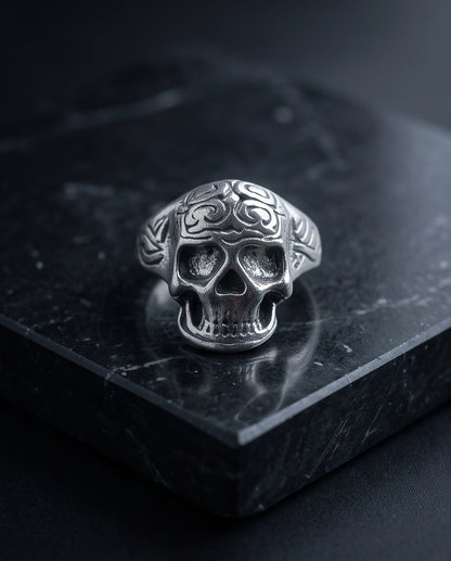 Filigree Crowned Skull Ring