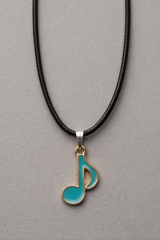 Gold and Turquoise Eighth Note Necklace