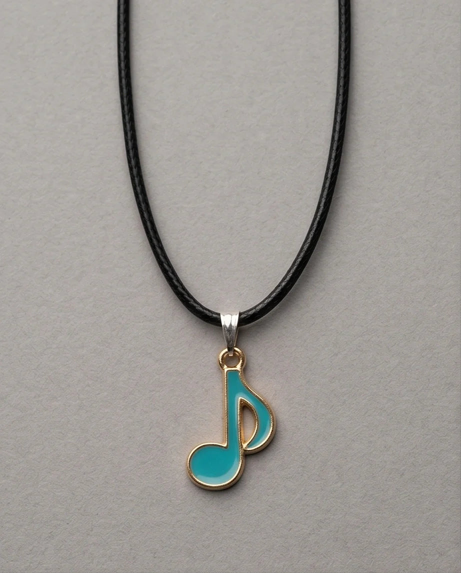 Gold and Turquoise Eighth Note Necklace