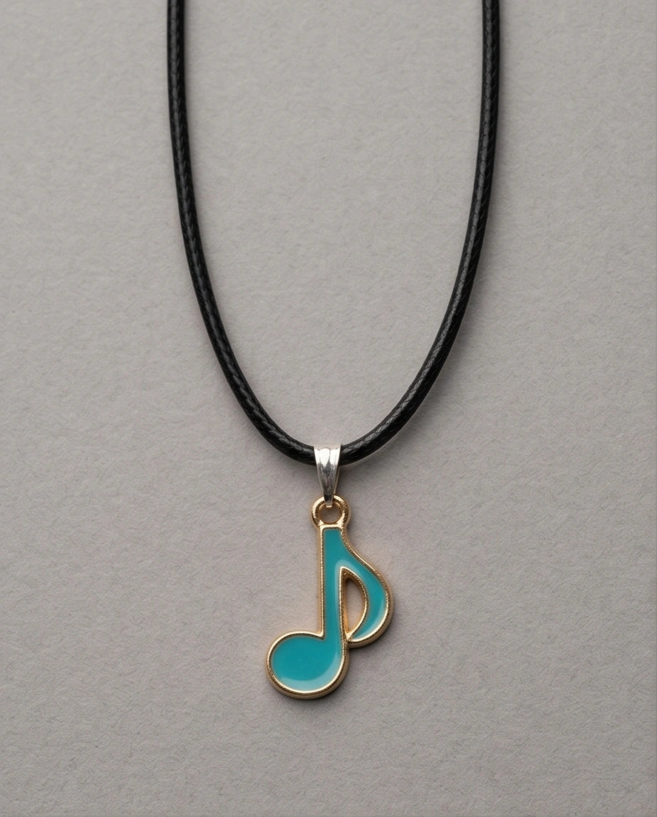 Gold and Turquoise Eighth Note Necklace
