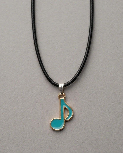 Gold and Turquoise Eighth Note Necklace