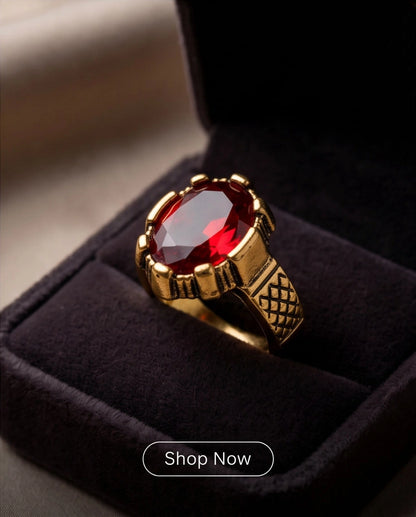 Antique Gold Oval Ruby Crown Signet Ring