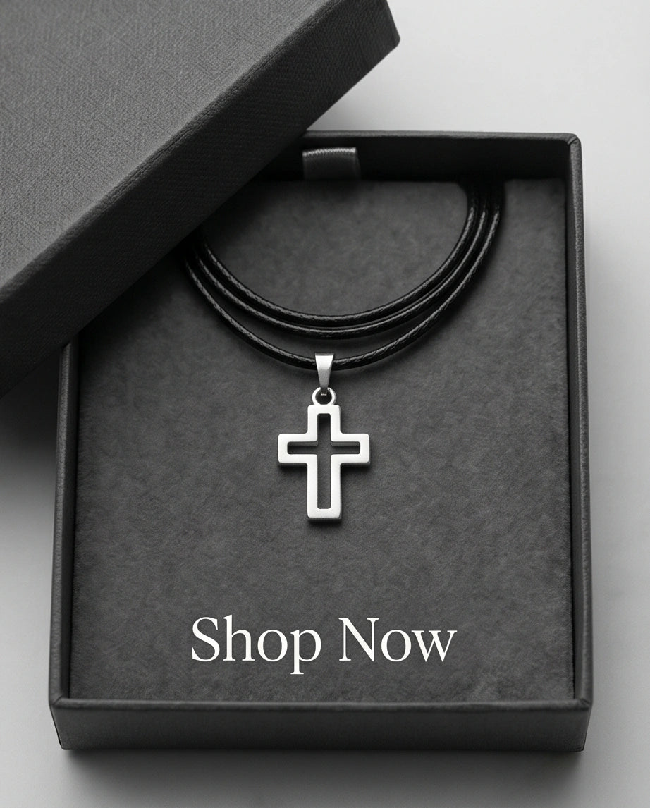 Silver Open Cross Pendant Necklace