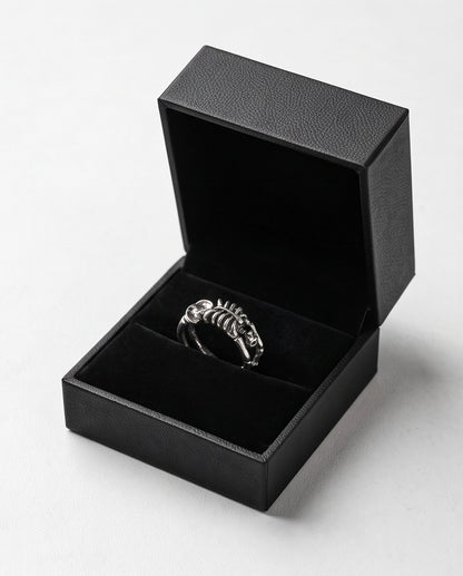 Oxidized Silver Skeleton Ribcage Ring