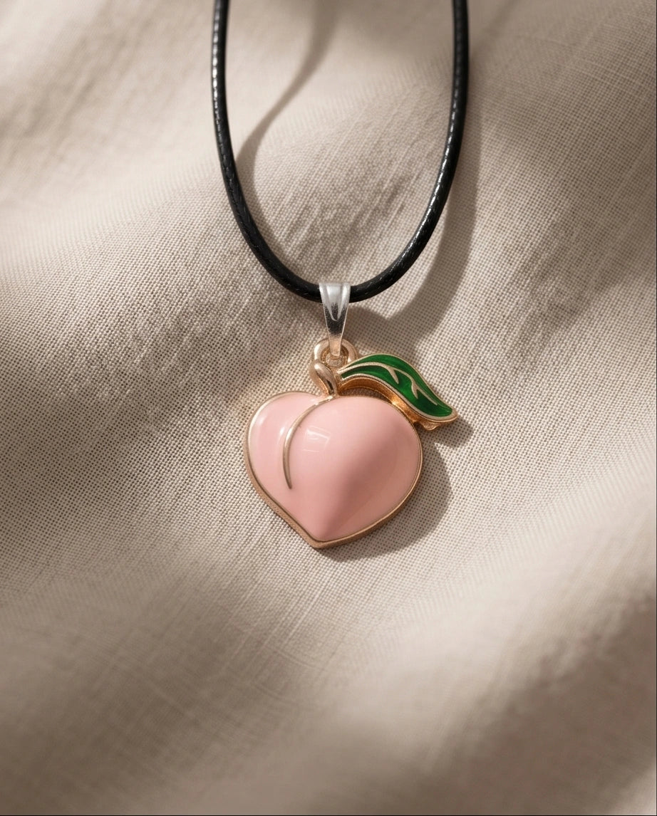 Sweet Peach Enamel Pendant Necklace