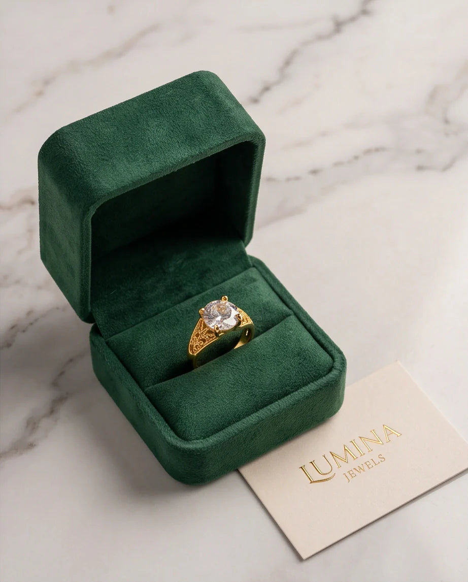 Golden Empress Moissanite Filigree Ring