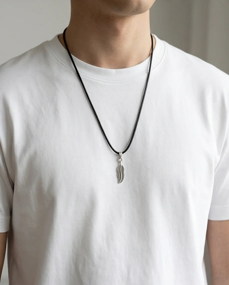 Silver Minimalist Plume Feather Necklace